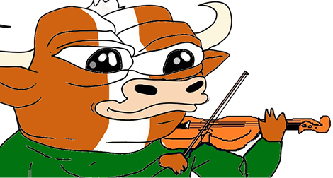 Bull playing violin